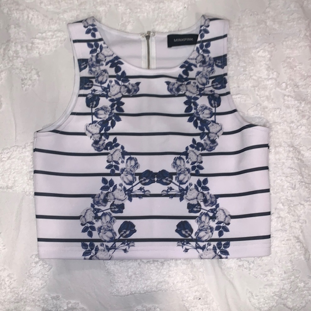 Floral and striped cropped top